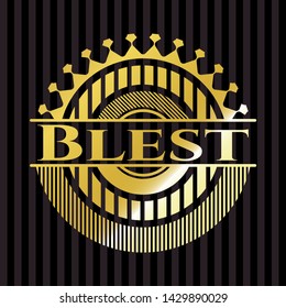 Blest golden emblem. Vector Illustration. Detailed.