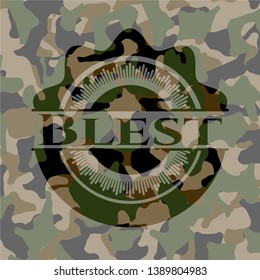 Blest on camo texture. Vector Illustration. Detailed.
