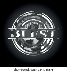 Blest on grey camouflage texture