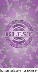 Blest pink on camo pattern. Vector Illustration. Detailed.