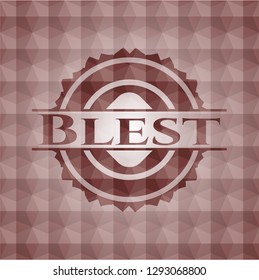 Blest red geometric badge. Seamless.