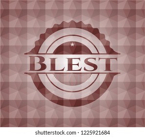 Blest red polygonal badge. Seamless.