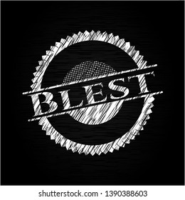 Blest written on a chalkboard. Vector Illustration. Detailed.