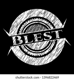 Blest written on a chalkboard. Vector Illustration. Detailed.