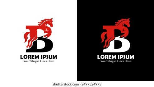 B-letter logo design combined with horse 