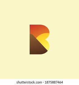 B-Letter shape minimalist logo with the accent of sunset scenery. Elegant typography logo illustration. 