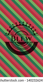 Blew christmas style badge. Vector Illustration. Detailed.