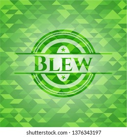 Blew green emblem with mosaic background