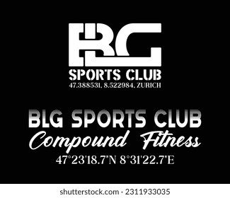 BLG sports club logo design for tahirt. sports logo. Font and Back side Tshirt design. 