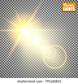 
Blick on a transparent background. Vector transparent sunlight special lens flash light effect.
