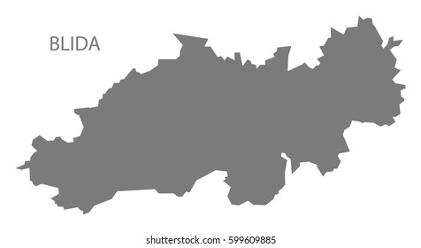 Blida Algeria map grey illustration silhouette