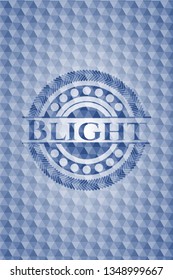 Blight blue badge with geometric pattern.