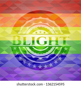 Blight emblem on mosaic background with the colors of the LGBT flag