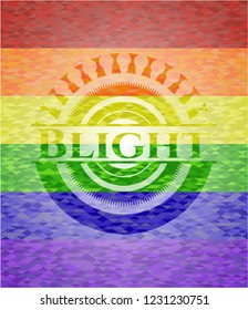 Blight on mosaic background with the colors of the LGBT flag