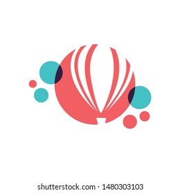 Blimp and air balloon logo with flat design style / illustration / vector