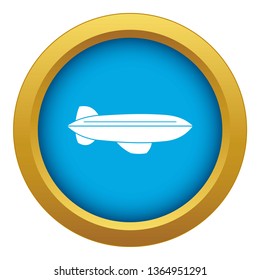 Blimp aircraft flying icon blue vector isolated on white background for any design