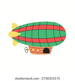 Blimp, dirigible, dirigible, zeppelin, dibujos animados, ilustración, vuelo, transporte