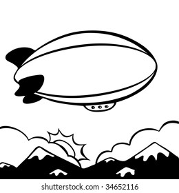 blimp cartoon line art
