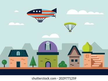 a blimp or hot air balloon vector illustration