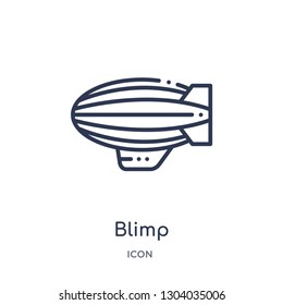 Blimp Icon From Transport Outline Collection. Thin Line Blimp Icon Isolated On White Background.