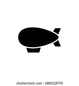 Blimp Icon, Vintage Zeppelin Symbol In Solid Black Flat Shape Glyph Icon, Isolated On White Background