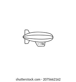 blimp icon, vintage zeppelin symbol in flat black line style, isolated on white 