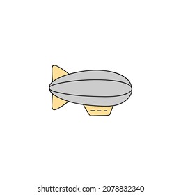 blimp icon, vintage zeppelin symbol in color icon, isolated on white background 