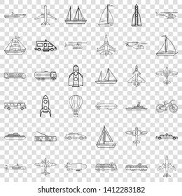 Blimp Icons Set. Outline Style Of 36 Blimp Vector Icons For Web For Any Design