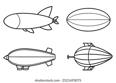 Blimp line art soaring through the sky in minimalist style (2)