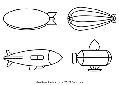 Blimp line art soaring through the sky in minimalist style (3)