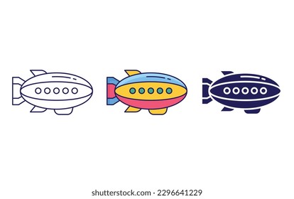 Blimp line and solid illustration icon