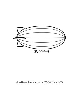 Blimp contorno silhueta ícone vetor ilustração plana sobre fundo branco.