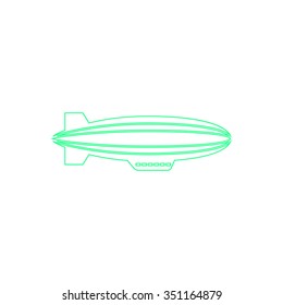 Blimp Outline Vector Icon On White. Line Symbol Pictogram 