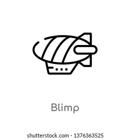 Blimp Vector Line Icon. Simple Element Illustration. Blimp Outline Icon From Transport Concept. Can Be Used For Web And Mobile