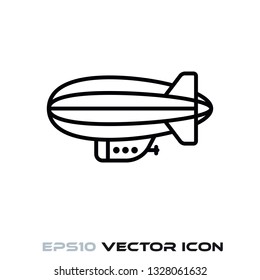 Blimp Or Zeppelin Flat Line Icon Vector Illustration