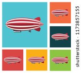 Blimp, Zeppelin, flat style airship icon, vector