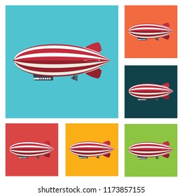 Blimp, Zeppelin, flat style airship icon, vector