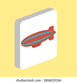 Blimp, Zeppelin Simple Vector Icon. Illustration Symbol Design Template For Web Mobile UI Element. Perfect Color Isometric Pictogram On 3d White Square. Blimp, Zeppelin Icons For Business Project