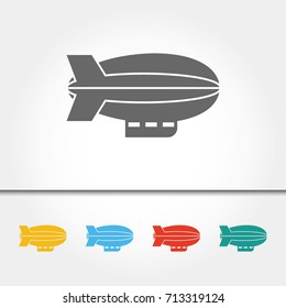 Blimp Zeppelin Single Icon Vector Illustration