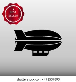 Blimp Zeppelin Vector Icon Illustration