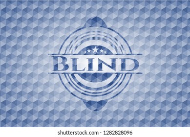 Blind blue polygonal emblem.