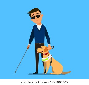 Blind Boy Being Guided By Seeing Stock Vector (Royalty Free) 1321904549