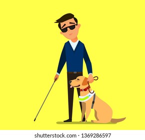 Blind Boy Being Guided By Seeing Stock Vector (Royalty Free) 1369286597 ...