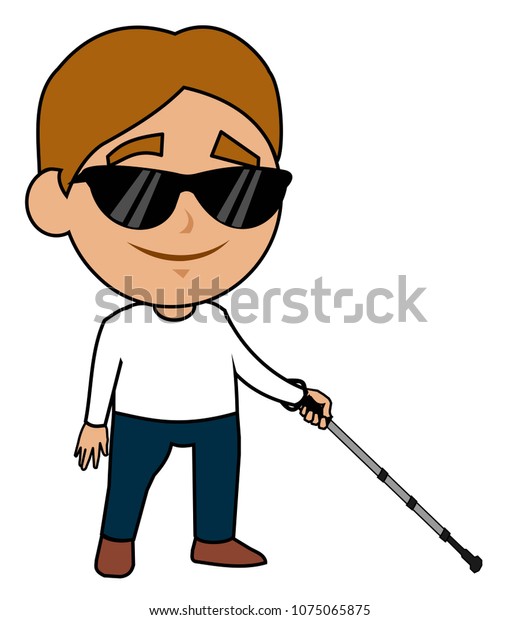 Blind Cartoon Boy Stick Stock Vector (Royalty Free) 1075065875 ...