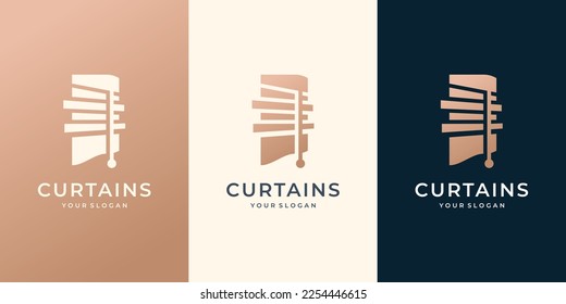 blind curtain logo design template. creative symbol of circus curtains inspiration.