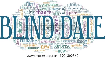 Blind date vector illustration word cloud isolated on a white background.
