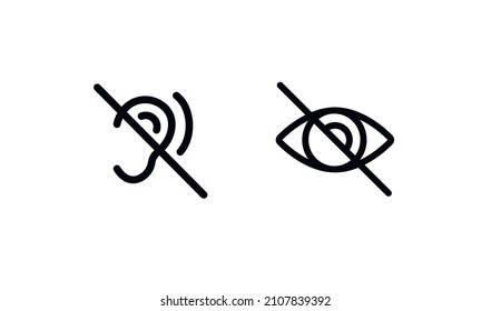 Blind And Deaf Symbol Simple Thin Line Icon Vector Illustration. For Web And Mobile UI UX