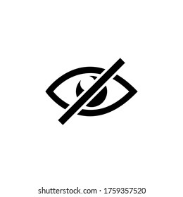 Blind, Disabled Eye, No View, Hidden visibility. Flat Vector Icon illustration. Simple black symbol on white background. Blind, Disabled Eye, No View sign design template for web and mobile UI element
