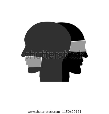 Blind and dumb. Misunderstanding due to communication problems. hand drawn vector illustration isolated on white, logo, t-shirt design.