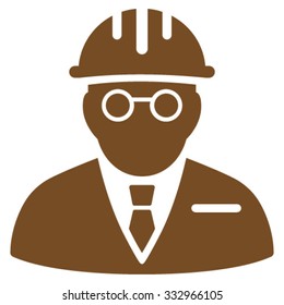 Blind Engineer vector icon. Style is flat symbol, brown color, rounded angles, white background.